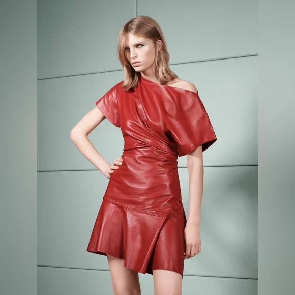 burgundy zara leather dress WW36872] Alexander McQueen main image 1